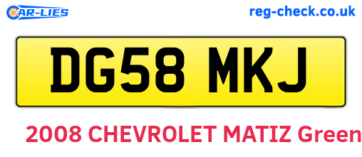 DG58MKJ are the vehicle registration plates.