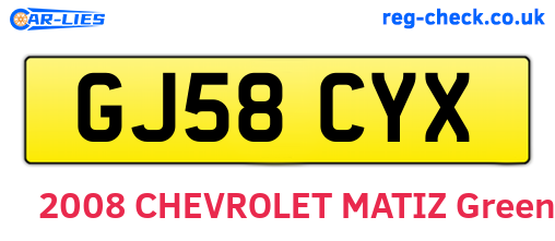 GJ58CYX are the vehicle registration plates.