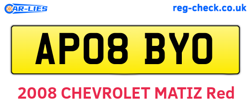 AP08BYO are the vehicle registration plates.