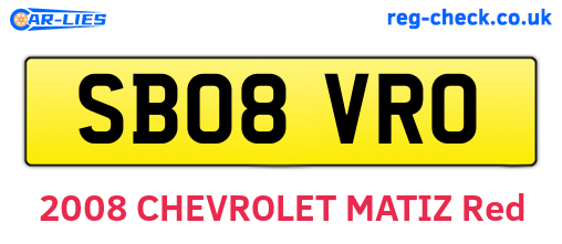 SB08VRO are the vehicle registration plates.