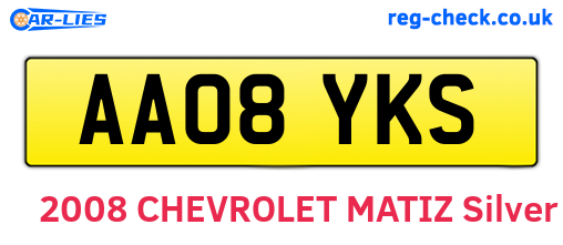 AA08YKS are the vehicle registration plates.