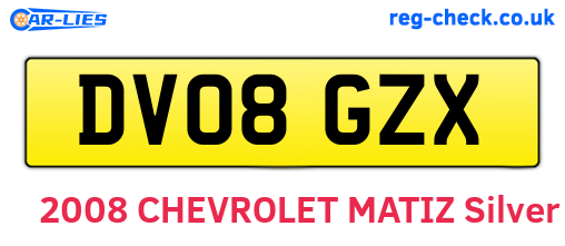 DV08GZX are the vehicle registration plates.