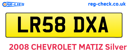 LR58DXA are the vehicle registration plates.