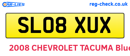 SL08XUX are the vehicle registration plates.