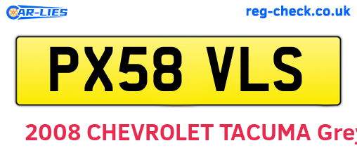 PX58VLS are the vehicle registration plates.