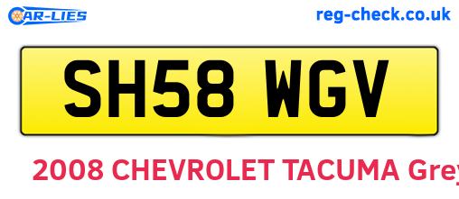SH58WGV are the vehicle registration plates.