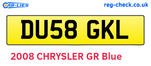 DU58GKL are the vehicle registration plates.