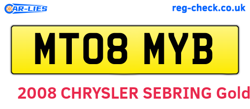 MT08MYB are the vehicle registration plates.