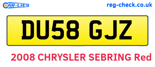 DU58GJZ are the vehicle registration plates.