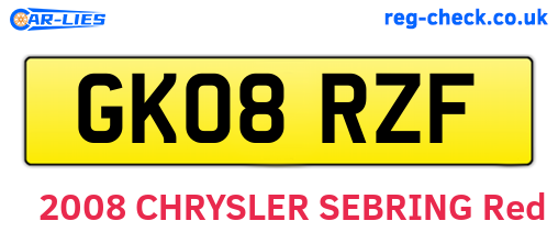 GK08RZF are the vehicle registration plates.