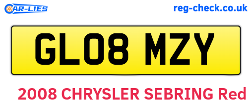 GL08MZY are the vehicle registration plates.
