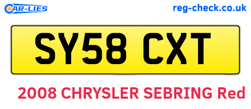 SY58CXT are the vehicle registration plates.