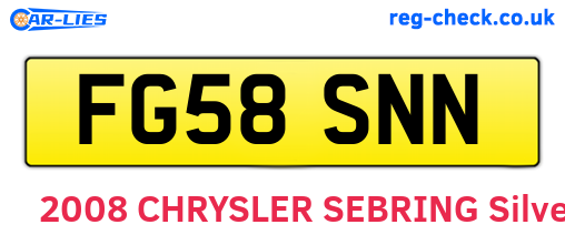 FG58SNN are the vehicle registration plates.