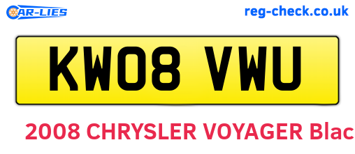 KW08VWU are the vehicle registration plates.