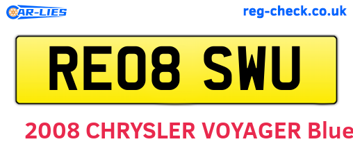 RE08SWU are the vehicle registration plates.