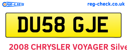 DU58GJE are the vehicle registration plates.