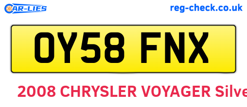 OY58FNX are the vehicle registration plates.