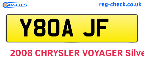 Y80AJF are the vehicle registration plates.