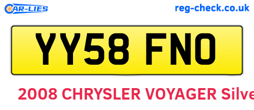 YY58FNO are the vehicle registration plates.