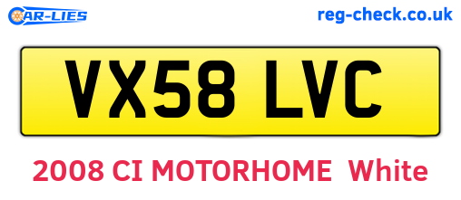 VX58LVC are the vehicle registration plates.