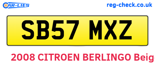 SB57MXZ are the vehicle registration plates.