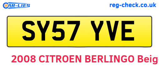 SY57YVE are the vehicle registration plates.