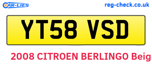 YT58VSD are the vehicle registration plates.
