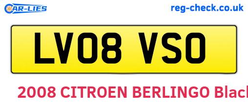 LV08VSO are the vehicle registration plates.
