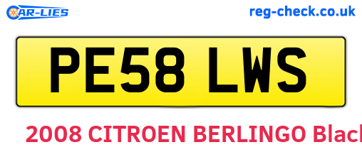 PE58LWS are the vehicle registration plates.