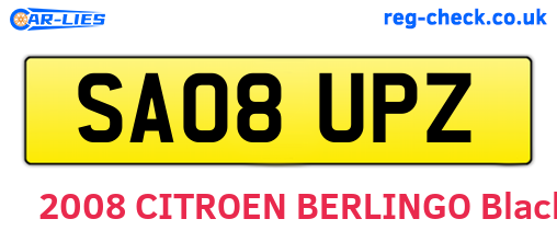 SA08UPZ are the vehicle registration plates.