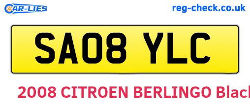 SA08YLC are the vehicle registration plates.