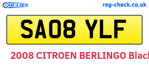 SA08YLF are the vehicle registration plates.