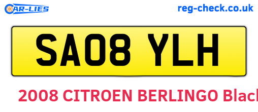 SA08YLH are the vehicle registration plates.