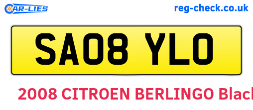 SA08YLO are the vehicle registration plates.