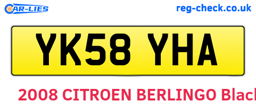 YK58YHA are the vehicle registration plates.