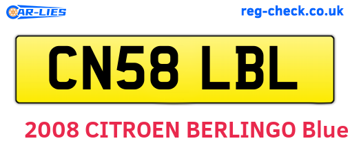 CN58LBL are the vehicle registration plates.