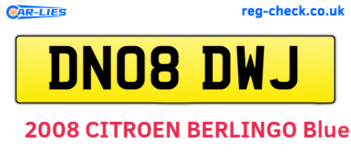 DN08DWJ are the vehicle registration plates.