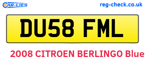 DU58FML are the vehicle registration plates.