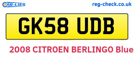GK58UDB are the vehicle registration plates.