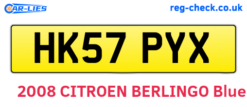 HK57PYX are the vehicle registration plates.