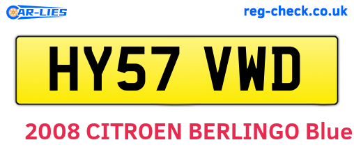 HY57VWD are the vehicle registration plates.