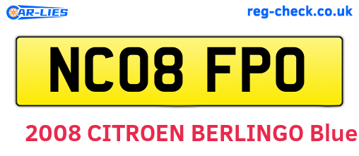 NC08FPO are the vehicle registration plates.