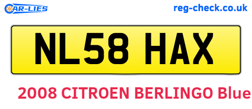 NL58HAX are the vehicle registration plates.