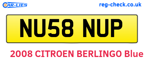 NU58NUP are the vehicle registration plates.