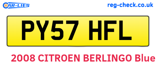 PY57HFL are the vehicle registration plates.