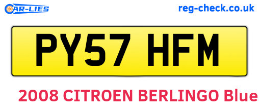 PY57HFM are the vehicle registration plates.