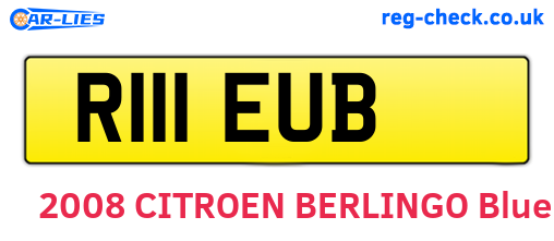 R111EUB are the vehicle registration plates.