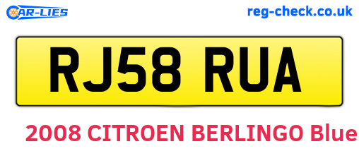 RJ58RUA are the vehicle registration plates.
