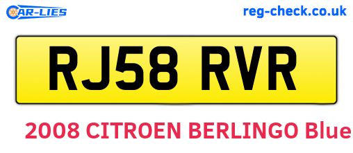 RJ58RVR are the vehicle registration plates.