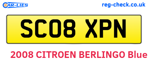 SC08XPN are the vehicle registration plates.